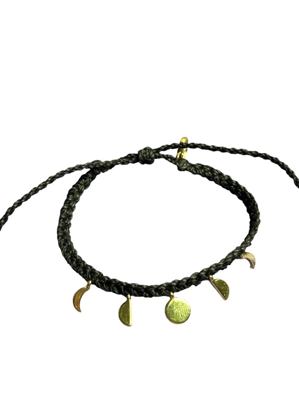 Pura Vida Goldtone Moon Phases Black Cord Adjustable Bracelet